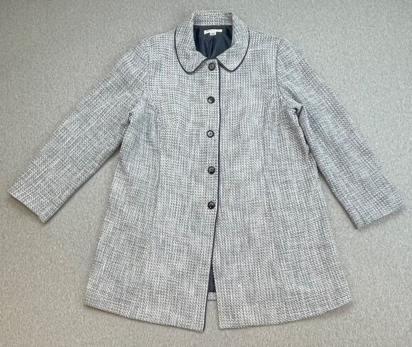 Pendleton Jackets & Blazers - Pendleton Trench Coat Womens 18W Blue White Long Sleeve Lined